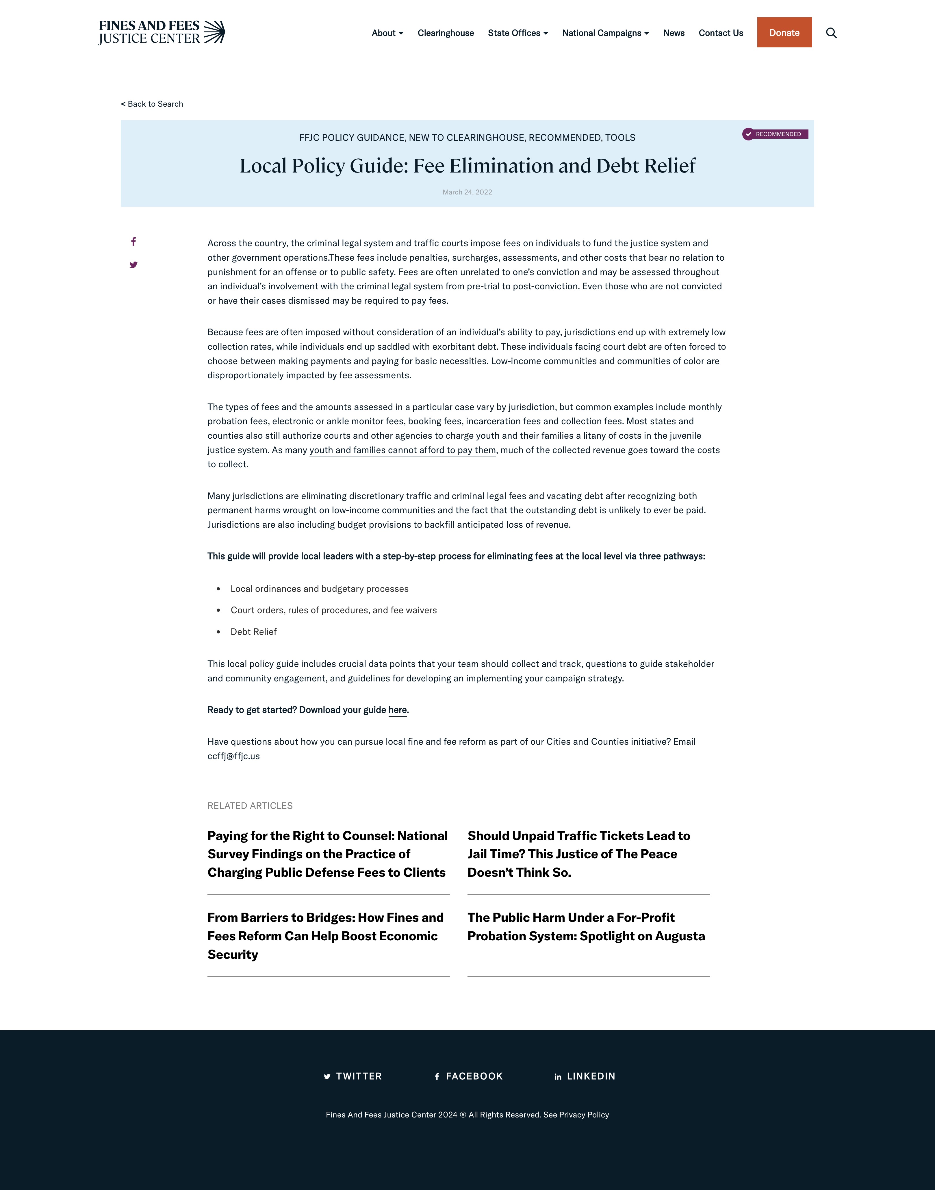 Thumbnail for Local Policy Guide: Fee Elimination and Debt Relief